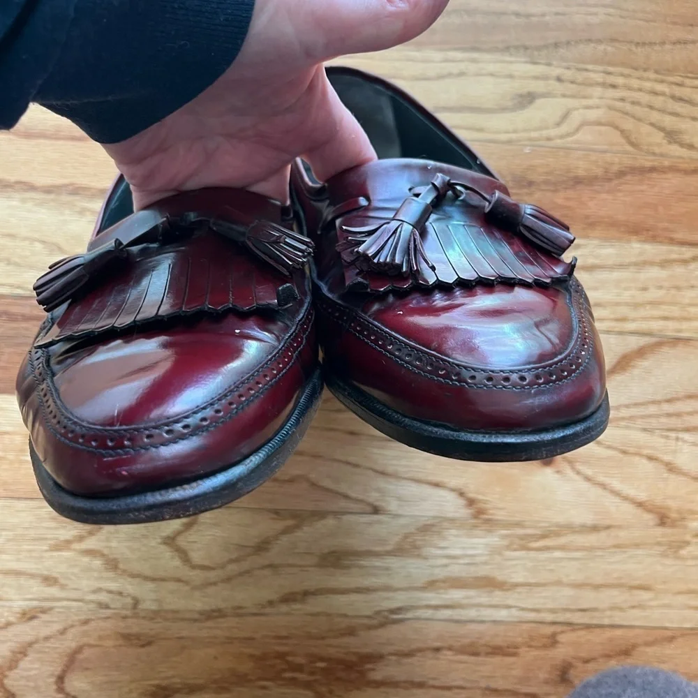 Bruno Magli Vernon Burgundy Bordeaux Tassel Loafer Italian Wingtip Shoes 9